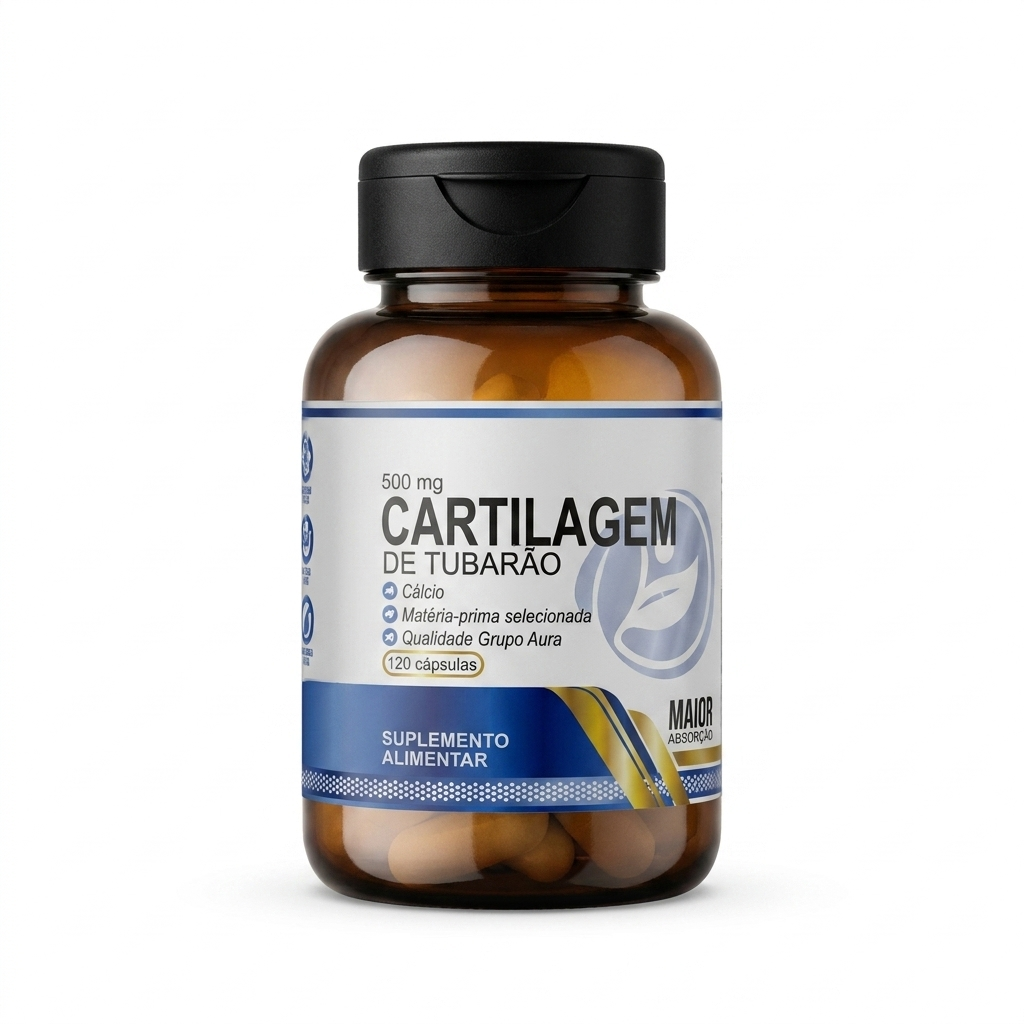 Cartílago de Tiburón Natural Aura 500mg - 120 Cápsulas | Suplemento para Huesos y Articulaciones