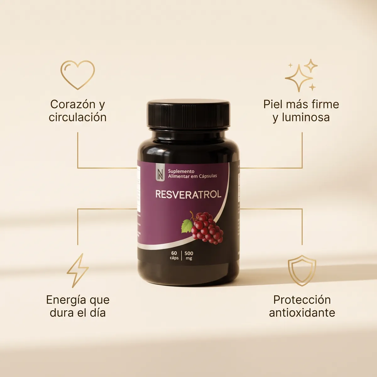 Resveratrol 500 mg – El Antioxidante de la Uva · 60 Cápsulas — 2