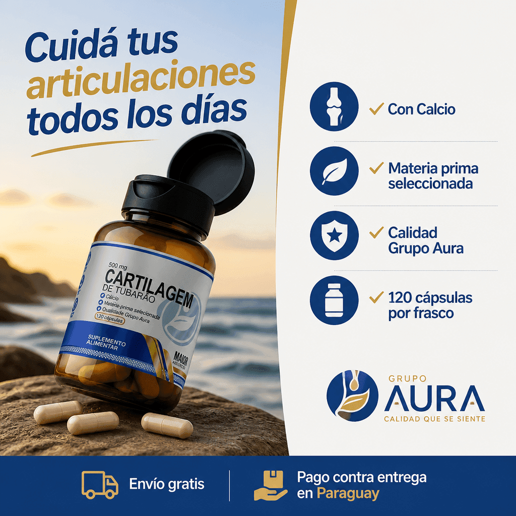Cartílago de Tiburón Natural Aura 500mg - 120 Cápsulas | Suplemento para Huesos y Articulaciones — 3