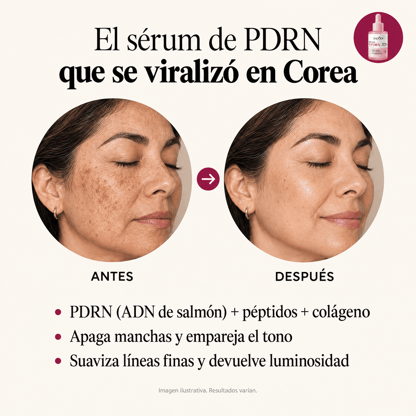 99% PDRN Peptide + Collagen — Sérum Coreano con ADN de Salmón | Manchas y Luminosidad 30ml — 3