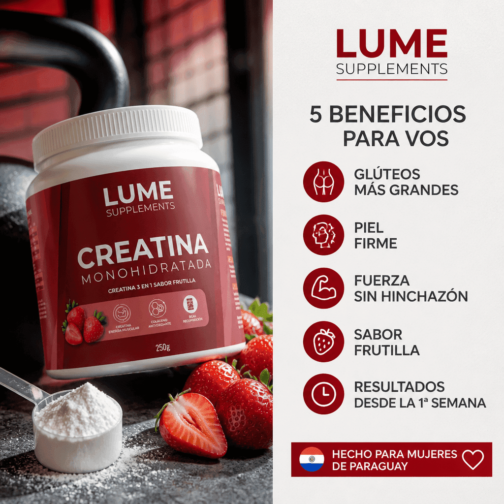 LUME Creatina 3-en-1 con Colágeno | Sabor Frutilla — 3