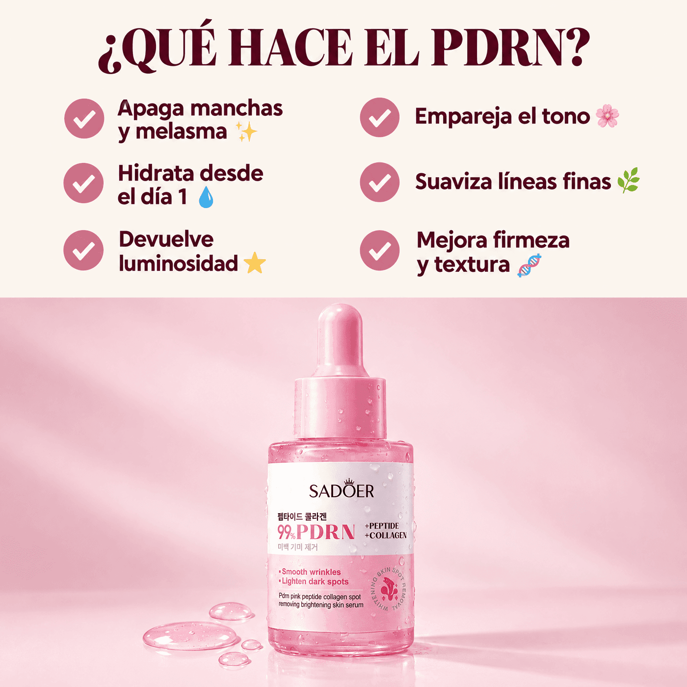 99% PDRN Peptide + Collagen — Sérum Coreano con ADN de Salmón | Manchas y Luminosidad 30ml — 5