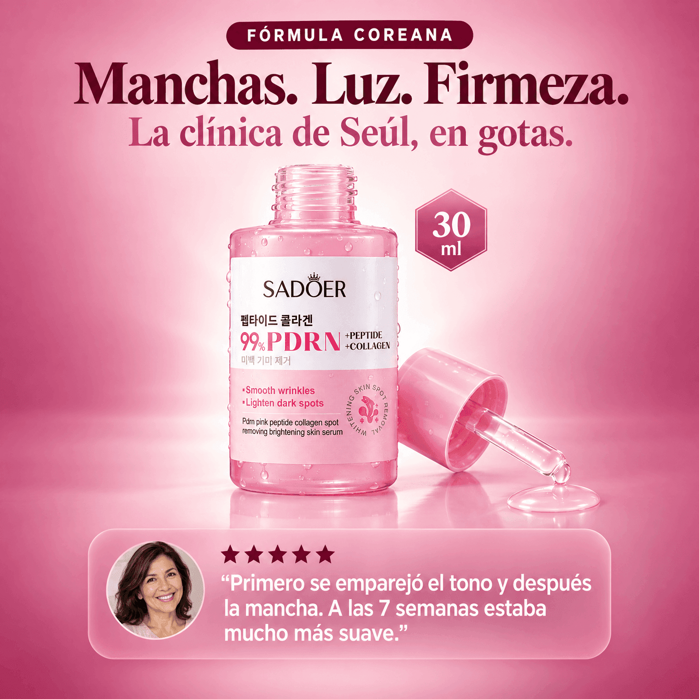 99% PDRN Peptide + Collagen — Sérum Coreano con ADN de Salmón | Manchas y Luminosidad 30ml — 6