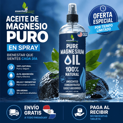 ACEITE DE MAGNESIO 100% PURO – Spray 237ml • Relaja Músculos, Mejora el Sueño y Alivia el Cansancio - Mundo Paraguayo