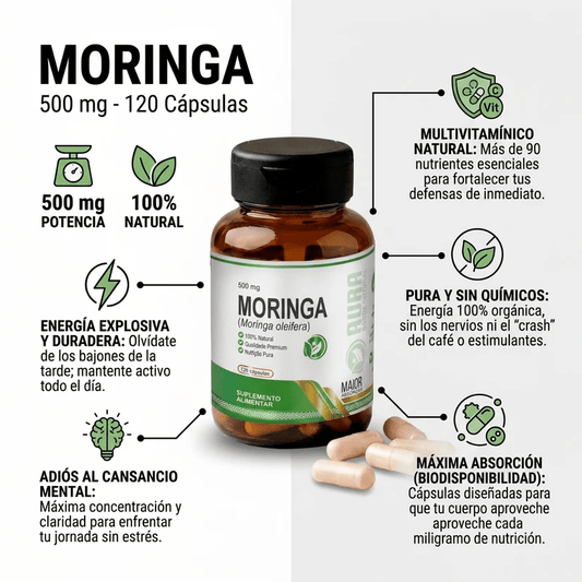 AURA Moringa 500 mg - 120 Cáps. - Mundo Paraguayo