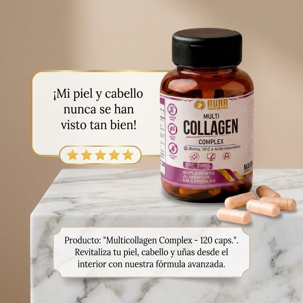 AURA Multicolágeno Complex | Fórmula Avanzada con Ácido Hialurónico | 120 caps. - Mundo Paraguayo