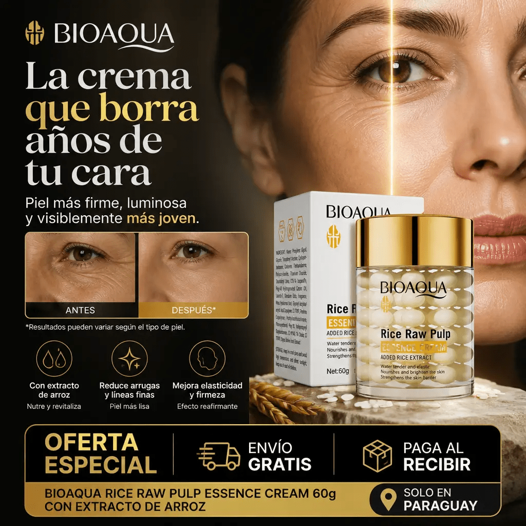 BIOAQUA Rice Raw Pulp Essence Cream – Crema Antiedad con Extracto de Arroz - Mundo Paraguayo