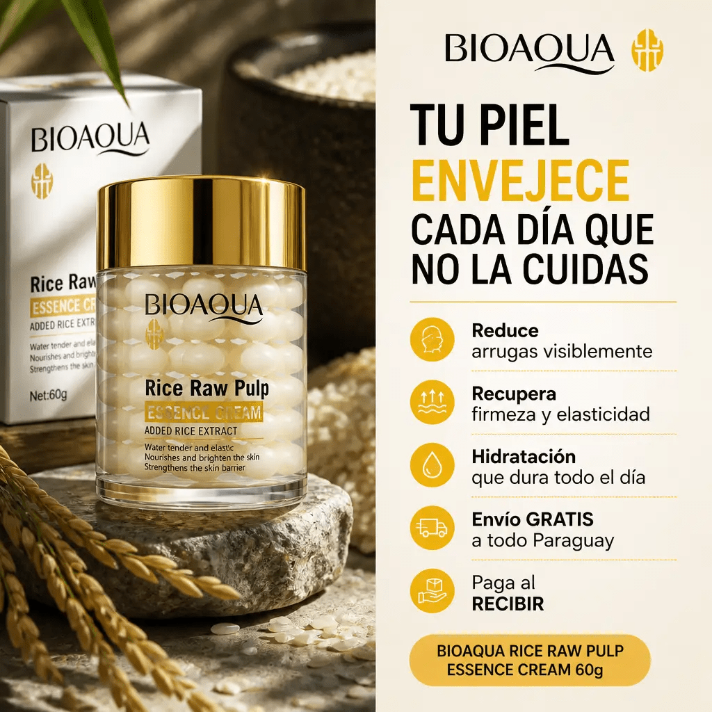 BIOAQUA Rice Raw Pulp Essence Cream – Crema Antiedad con Extracto de Arroz - Mundo Paraguayo
