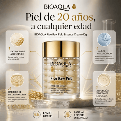 BIOAQUA Rice Raw Pulp Essence Cream – Crema Antiedad con Extracto de Arroz - Mundo Paraguayo