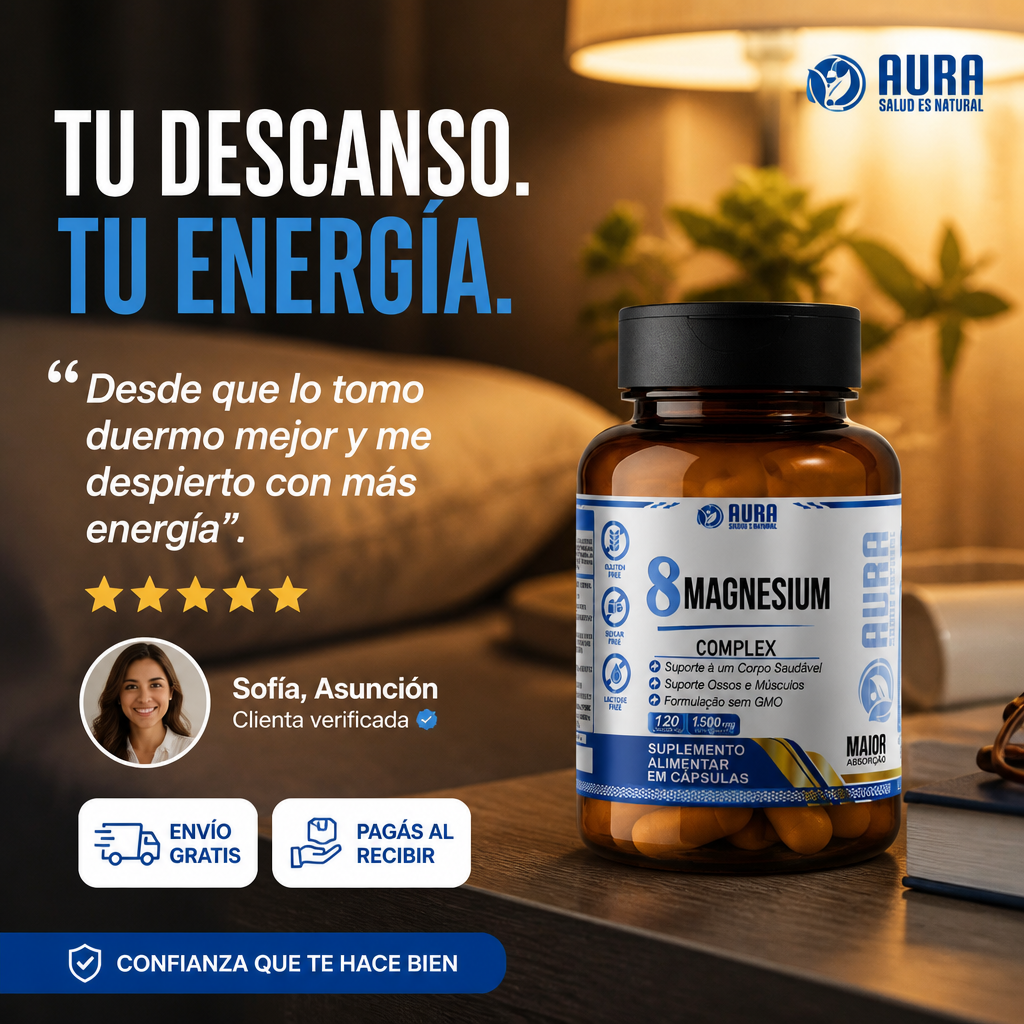 8 Magnesium Complex 1500mg - AURA (120 Cápsulas)