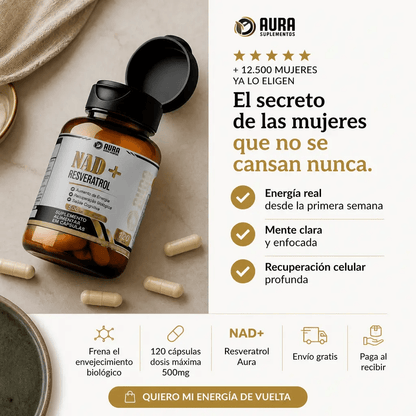NAD+ Resveratrol 500mg – Suplemento Antienvejecimiento para Energía y Recuperación Celular 120 Cápsulas - Mundo Paraguayo