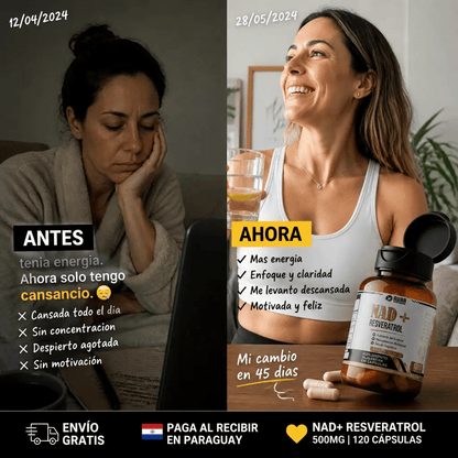 NAD+ Resveratrol 500mg – Suplemento Antienvejecimiento para Energía y Recuperación Celular 120 Cápsulas - Mundo Paraguayo