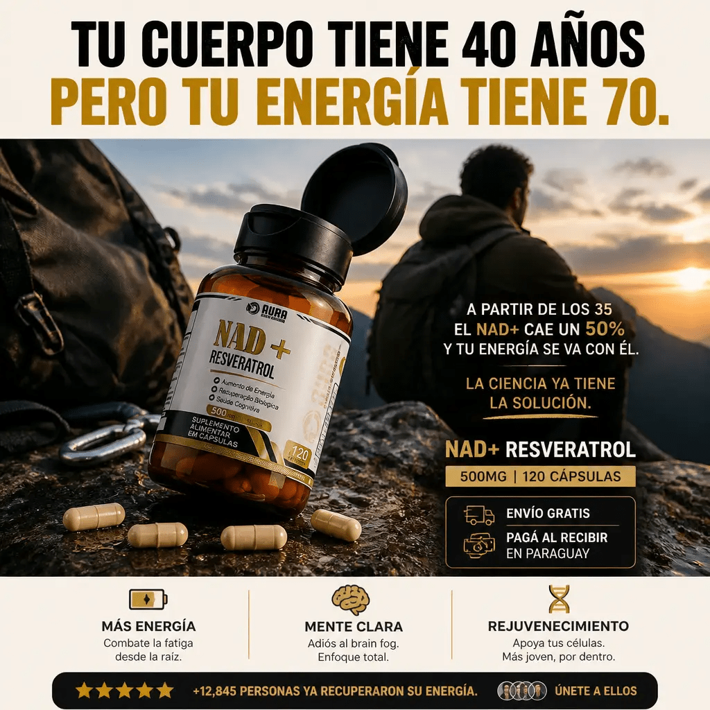 NAD+ Resveratrol 500mg – Suplemento Antienvejecimiento para Energía y Recuperación Celular 120 Cápsulas - Mundo Paraguayo