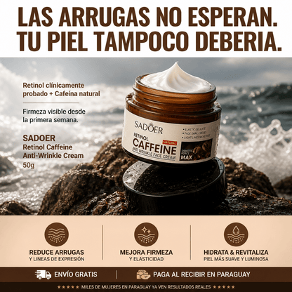 SADOER Retinol Caffeine Anti - Wrinkle Cream – Crema Antiedad con Retinol y Cafeína 50g - Mundo Paraguayo