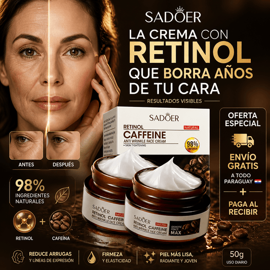 SADOER Retinol Caffeine Anti - Wrinkle Cream – Crema Antiedad con Retinol y Cafeína 50g - Mundo Paraguayo