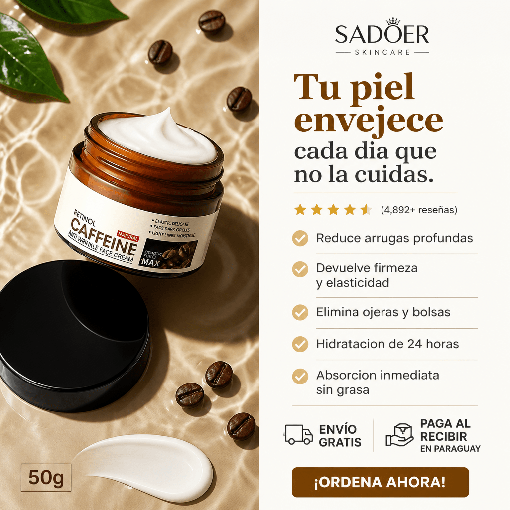 SADOER Retinol Caffeine Anti - Wrinkle Cream – Crema Antiedad con Retinol y Cafeína 50g - Mundo Paraguayo