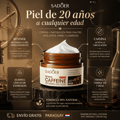 SADOER Retinol Caffeine Anti - Wrinkle Cream – Crema Antiedad con Retinol y Cafeína 50g - Mundo Paraguayo
