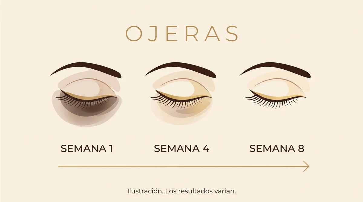 Ilustración: aspecto de las ojeras con el uso constante